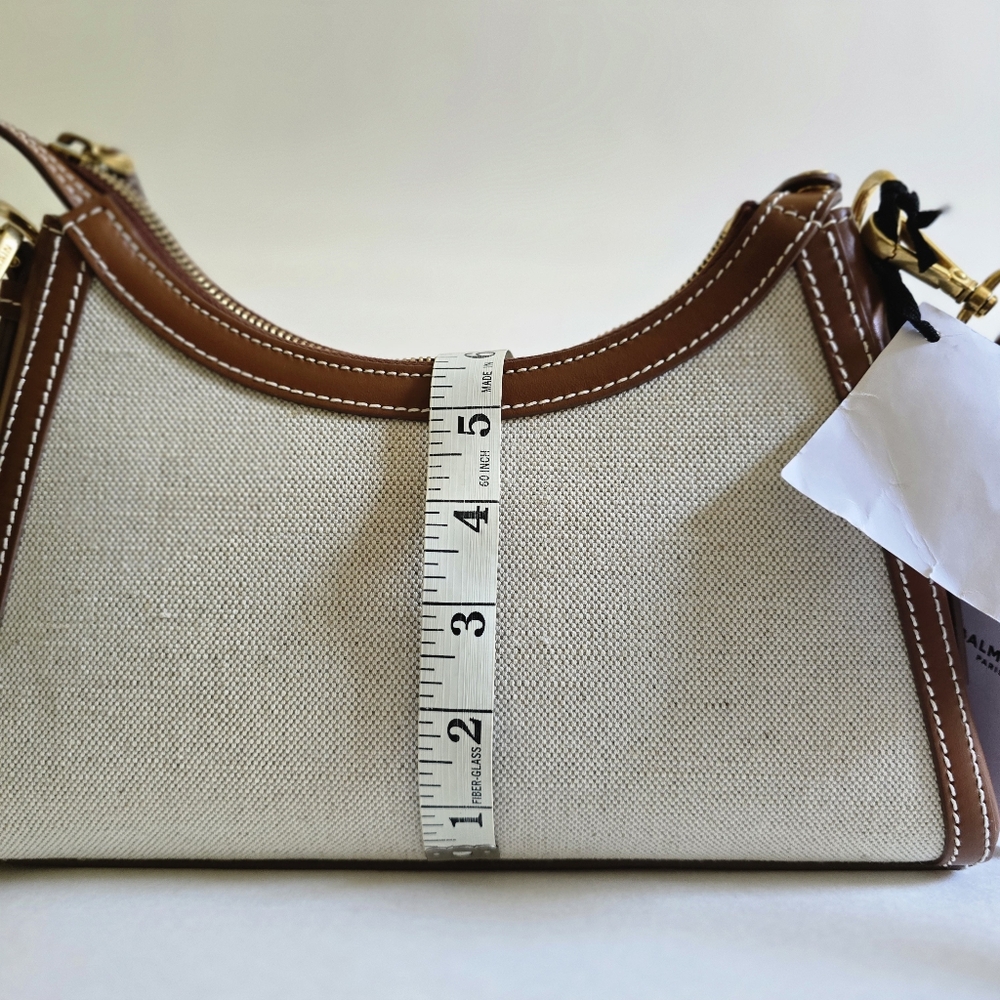 Balmain B-Buzz Canvas & Leather Shoulder Bag Natural / Camel - Picture 14 of 14